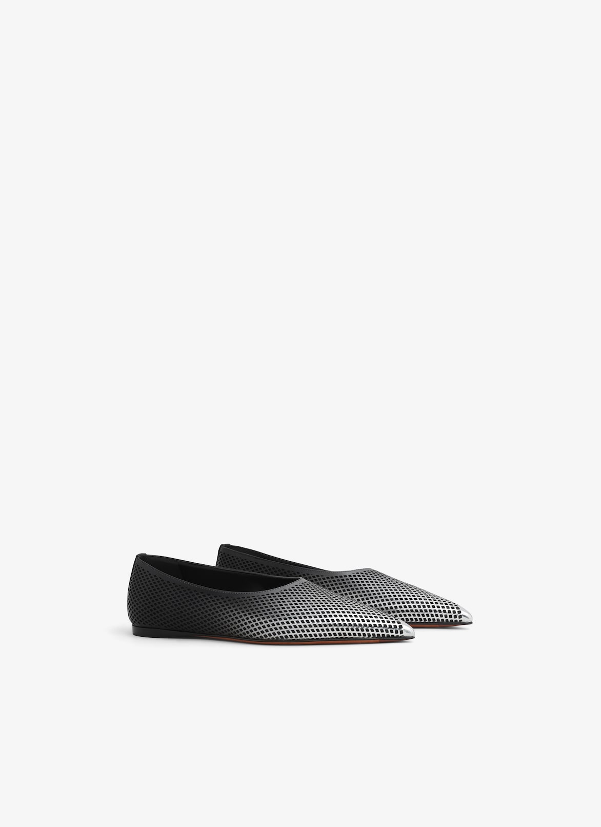 MESH FLATS IN DéGRADé MESH CALFSKIN ALAÏA BLACK/SILVER MESH FLATS IN DÉGRADÉ MESH CALFSKIN